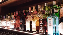 Bottles of spirit on the back of the bar at Heythrop Park Hotel