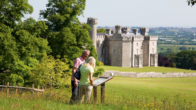 Two guests exploring the grounds at Bodelwyddan Castle