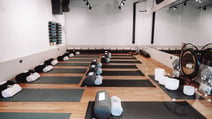 Yoga mats laid out ready for a meditation session